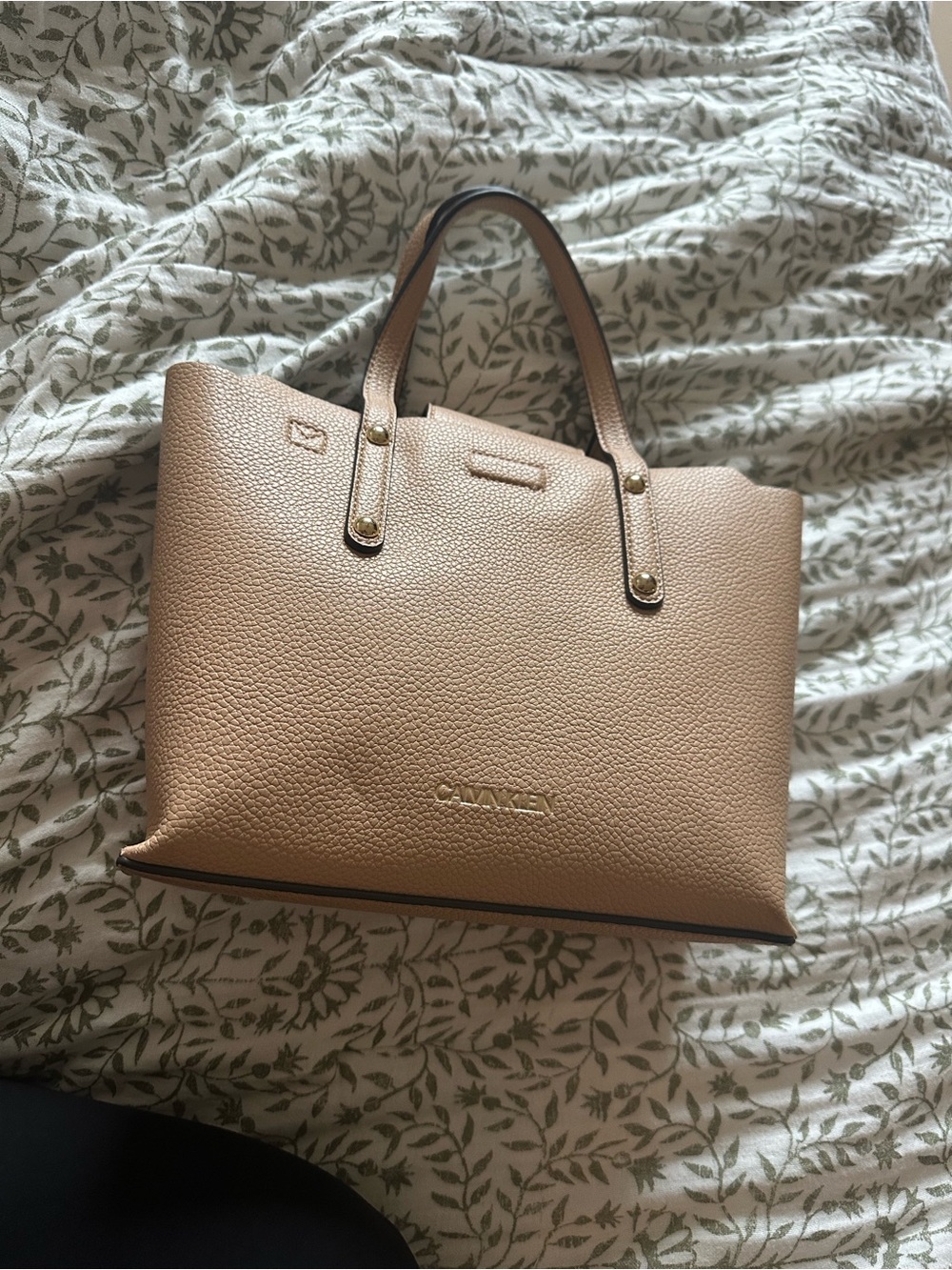 Calvin Klein Pebbled Tote in Beige